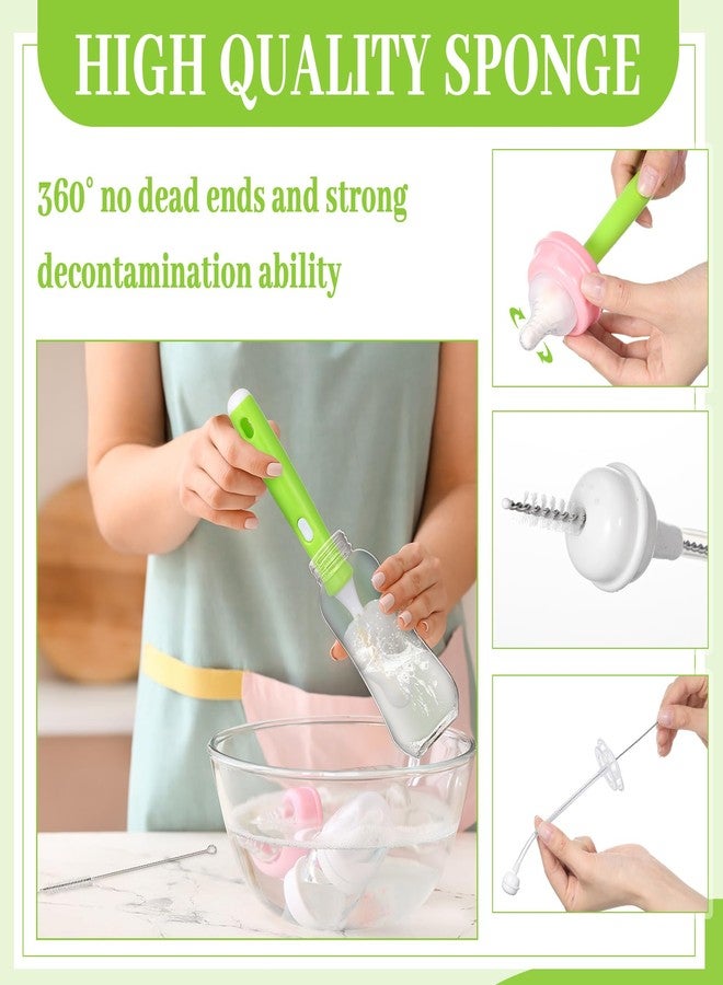Willinglong 22 Pcs Sponge Bottle Nipple Brushes Set Including 12 Pcs Bottle Sponge Brush Heads 6 Interchangeable Nipple Brush Handles and 4 Long Straw Brushes for Baby Bottles - Image 3